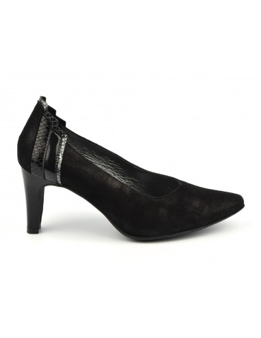 Chic pumps, rubbed black suede, J. Metayer, women small sizes