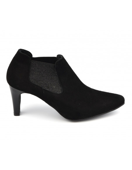 Black suede low boots, women small sizes, Lubi, J. Metayer