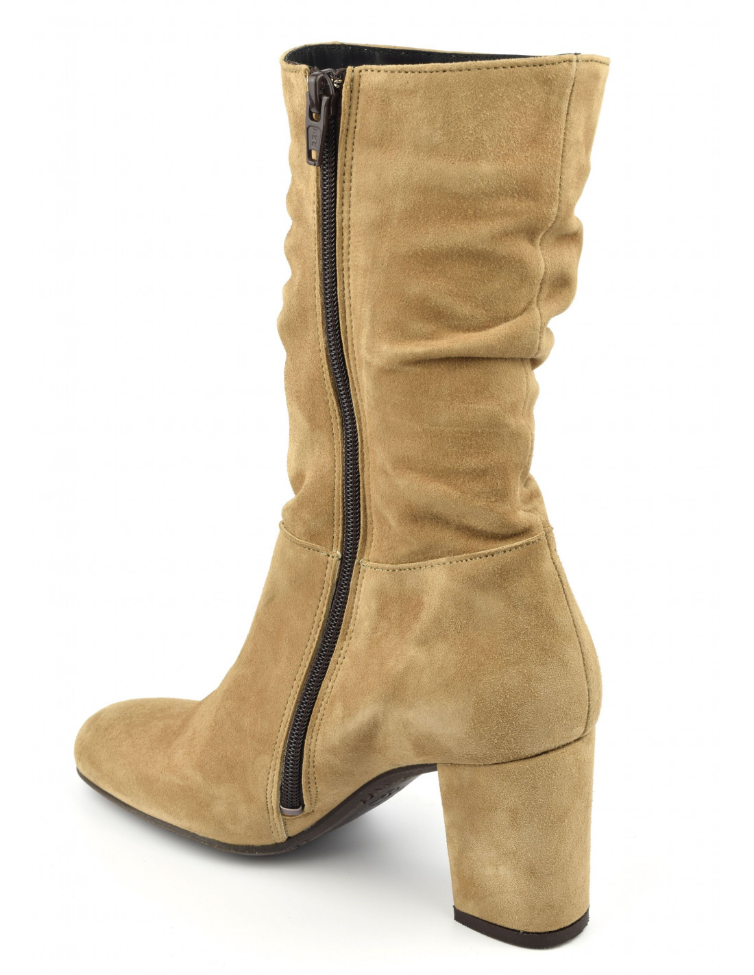 Bottes mi-mollet, petites pointures, cuir daim camel ...