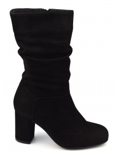 Mid-calf boots, black suede, size 33, size 34, women, Blopp, Bella B